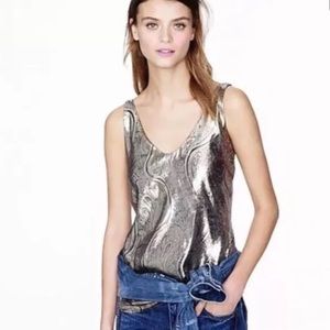 J Crew Cate Cami Paisley Print Gilded Lamé tank